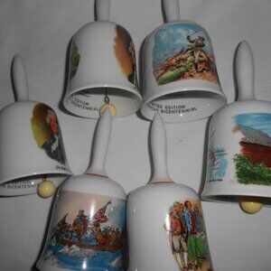 New lot 6 Danbury Mint Limited Edition porcelain Bells 6" American Bicentennial